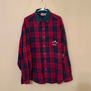Vintage Disney Plaid Men's Button Down Shirt